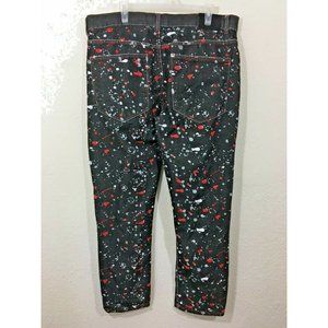 Men's Diamond Stash Black Paint Splattered Denim Jeans Hip Hop 90's - Size 40x32
